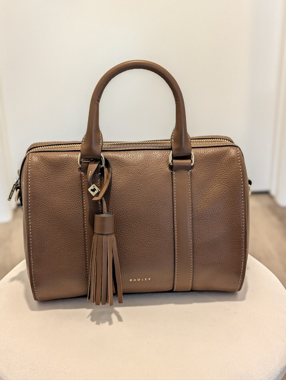 Radley London Brown Pebbled Leather Satchel Bag #handbag #leather